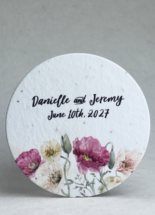 Personalized Large Wildflower Seed Paper Circles - 3.25" Diameter - Set of 12