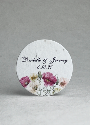 Personalized Wildflower Seed Paper Circles - 2" Diameter - Floral Art - Set of 24