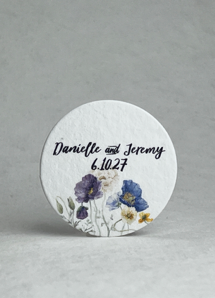 Personalized Wildflower Seed Paper Circles - 2" Diameter - Floral Art - Set of 24