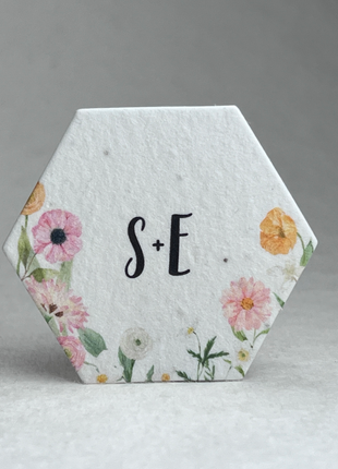 Custom Print Hexagon - Handmade Seed Paper - 2" - Set of 24