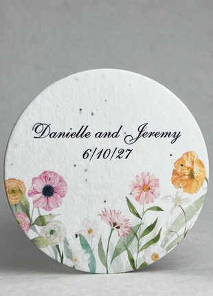Personalized Large Wildflower Seed Paper Circles - 3.25" Diameter - Set of 12