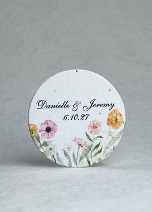 Personalized Wildflower Seed Paper Circles - 2" Diameter - Floral Art - Set of 24