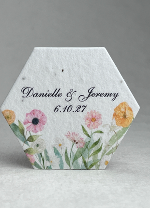 Custom Print Hexagon - Handmade Seed Paper - 2" - Set of 24