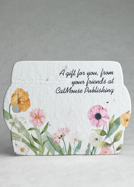 Custom, Personalized Tags - Handmade Wildflower Seed Paper - Floral Art - 3.25" x 2.375" - Set of 16