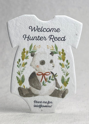 Custom, Personalized Infant Bodysuit Shape - Adorable Animals - Handmade Wildflower Seed Paper - 3.2" x 2.5" - Set of 18