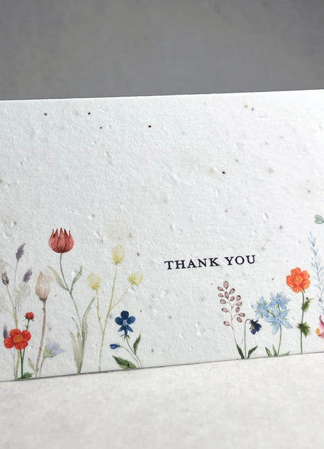 Handmade Seed Paper - Personalized Greeting Cards - Floral Art - Set of 10