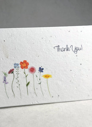 Handmade Seed Paper - Personalized Greeting Cards - Rainbow Floral Art - Set of 10