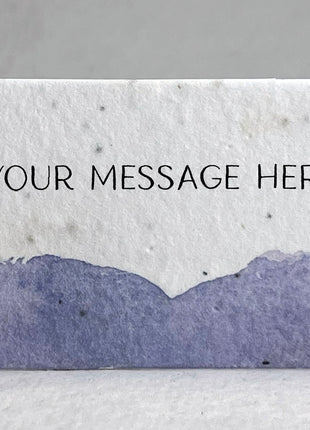 Custom, Personalized Watercolor Swash Handmade Seed Paper Escort Card with Planting Instructions