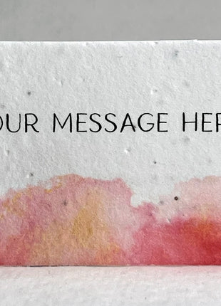 Custom, Personalized Watercolor Swash Handmade Seed Paper Escort Card with Planting Instructions