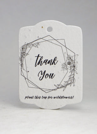 Custom, Personalized Tags - Handmade Wildflower Seed Paper - Thank You - 3.25" x 2.375" - Set of 16