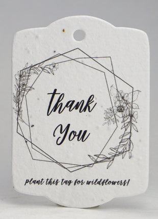 Custom, Personalized Tags - Handmade Wildflower Seed Paper - Thank You - 3.25" x 2.375" - Set of 16