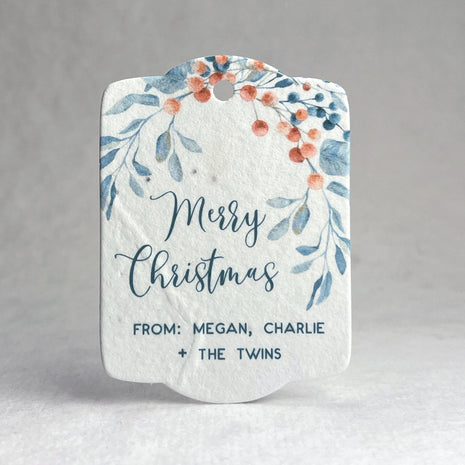 Custom Christmas Holiday Seed Paper Gift Tags - Choose Your Art Style - 3.25" x 2.375" - Set of 16