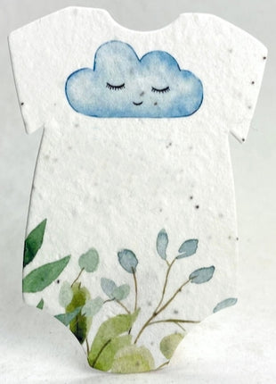 Custom, Personalized Infant Bodysuit  Shape - Showering Baby Name - For Baby Shower - Wildflower Seed Paper 3" x 2"  - Set of 18