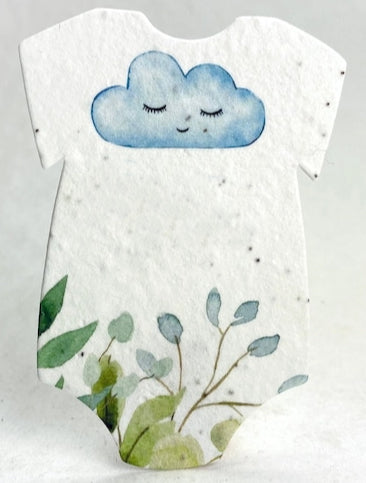 Custom, Personalized Infant Bodysuit  Shape - Showering Baby Name - For Baby Shower - Wildflower Seed Paper 3" x 2"  - Set of 18