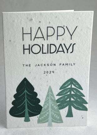Personalized Holiday Cards - Add Message, Pick Image - Handmade Seed Paper - Set of 10 with Envelopes