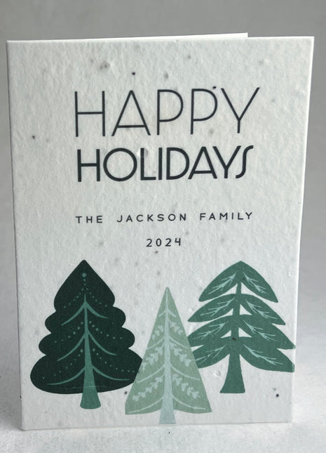 Personalized Holiday Cards - Add Message, Pick Image - Handmade Seed Paper - Set of 10 with Envelopes