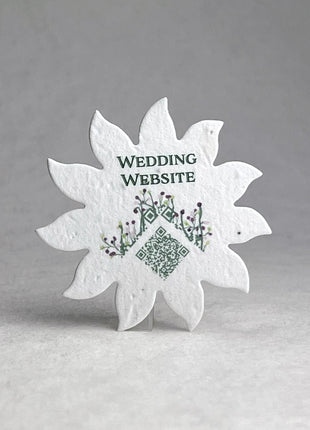 Handmade Wildflower Seed Paper - Flower Shape - RSVP with QR Code - 2.5" x 2.4" - Set of 24