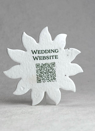 Handmade Wildflower Seed Paper - Flower Shape - RSVP with QR Code - 2.5" x 2.4" - Set of 24