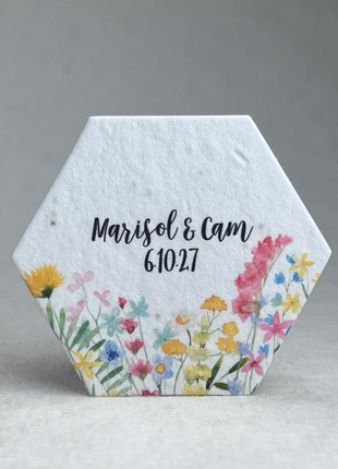 Custom Print Hexagon - Handmade Seed Paper - 2" - Set of 24