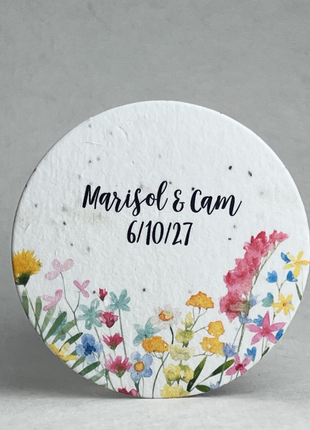 Personalized Large Wildflower Seed Paper Circles - 3.25" Diameter - Set of 12