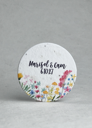 Personalized Wildflower Seed Paper Circles - 2" Diameter - Floral Art - Set of 24