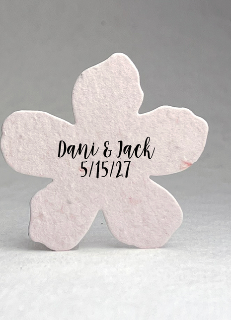 Custom, Personalized Handmade Wildflower Seed Paper - Flower Shape - 2.5" x 2.4" - Set of 24