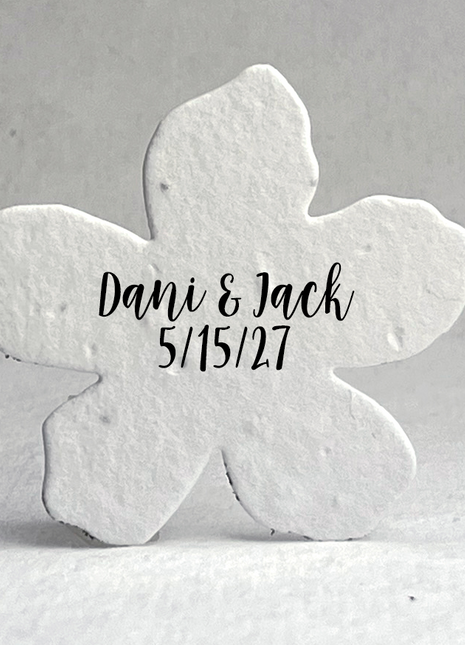 Custom, Personalized Handmade Wildflower Seed Paper - Flower Shape - 2.5" x 2.4" - Set of 24