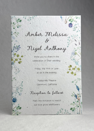 Handmade Invitation Panels - 5" x 7" - Floral Art - With Recycled Envelopes