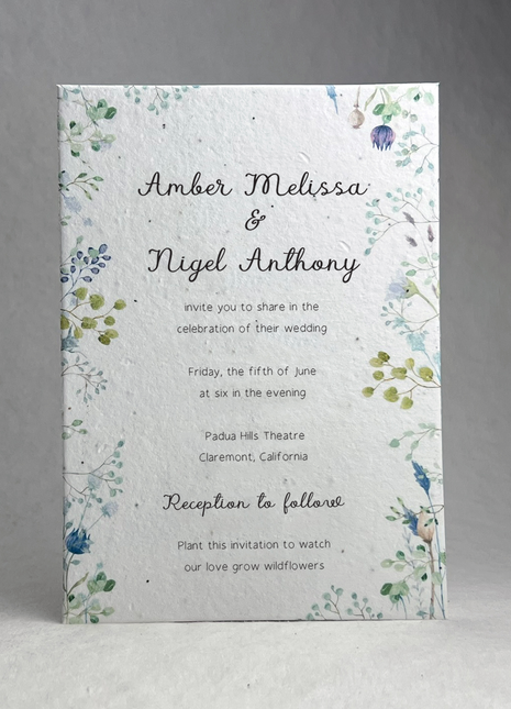 Handmade Invitation Panels - 5" x 7" - Floral Art - With Recycled Envelopes