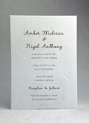 Handmade White Seed Paper Invitations - Upload your art - 5" x 7" - Set of 4 with Envelopes