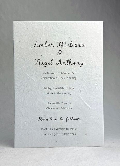 Handmade White Seed Paper Invitations - Upload your art - 5" x 7" - Set of 4 with Envelopes