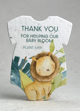 Custom, Personalized Double Sided Print - Infant Bodysuit Shape - Handmade Wildflower Seed Paper - 3" x 2" - Set of 18
