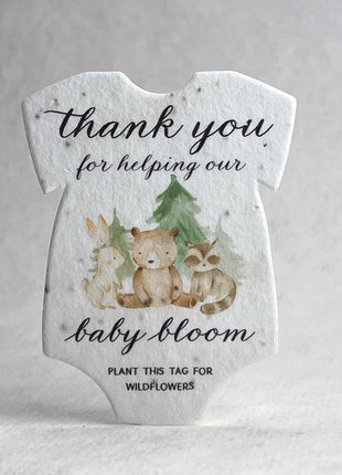 Custom, Personalized Double Sided Print - Infant Bodysuit Shape - Handmade Wildflower Seed Paper - 3" x 2" - Set of 18