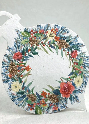 Personalized Handmade Seed Paper Holiday Ornament Cards - Color Art - 4.75" x 7" - Set of 8 with Recycled Envelopes