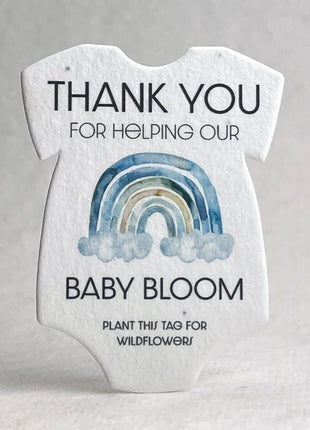 Custom, Personalized Double Sided Print - Infant Bodysuit Shape - Handmade Wildflower Seed Paper - 3" x 2" - Set of 18