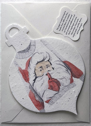 Personalized Handmade Seed Paper Holiday Ornament Cards - Color Art - 4.75" x 7" - Set of 8 with Recycled Envelopes