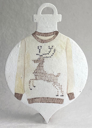 Personalized Handmade Seed Paper Holiday Ornament Cards - Color Art - 4.75" x 7" - Set of 8 with Recycled Envelopes