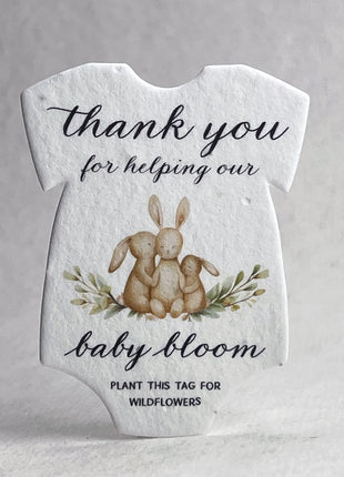 Custom, Personalized Double Sided Print - Infant Bodysuit Shape - Handmade Wildflower Seed Paper - 3" x 2" - Set of 18