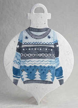 Personalized Handmade Seed Paper Holiday Ornament Cards - Color Art - 4.75" x 7" - Set of 8 with Recycled Envelopes