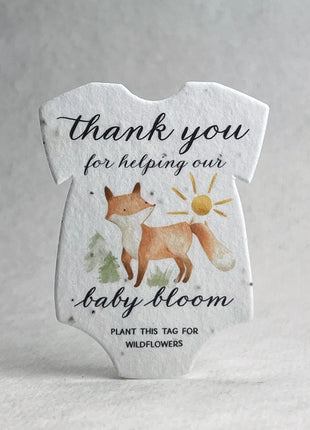 Custom, Personalized Double Sided Print - Infant Bodysuit Shape - Handmade Wildflower Seed Paper - 3" x 2" - Set of 18