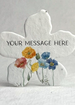 Personalized Handmade Wildflower Seed Paper - Flower Shape - 2.5" x 2.4" - Wedding or Event Favors - Set of 24
