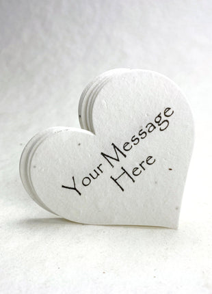 Your Message Here - Custom, Personalized Large Seed Paper Hearts - 2.5" x 2.85" - Wildflower Seeds - Choose your Paper