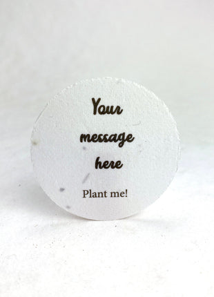 Personalized Handmade Seed Paper Circles - 2" Diameter - Set of 24