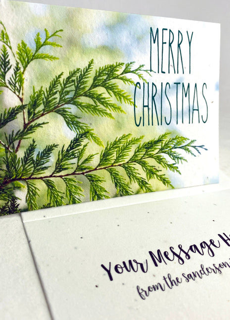 Personalized Christmas Cards - Add Message, Pick Image - Handmade Seed Paper - Set of 10 with Envelopes
