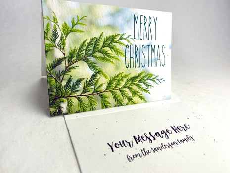 Personalized Christmas Cards - Add Message, Pick Image - Handmade Seed Paper - Set of 10 with Envelopes