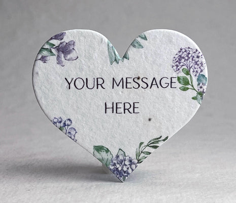 Custom, Personalized Large Seed Paper Hearts - 2.5" x 2.85" - Wildflower Seeds - Choose your Print