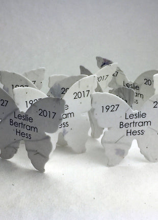 Custom Personalized Seed Paper Butterflies - Memorials, Celebrations of Life - 3" x 2.85" - Choose Your Paper Style