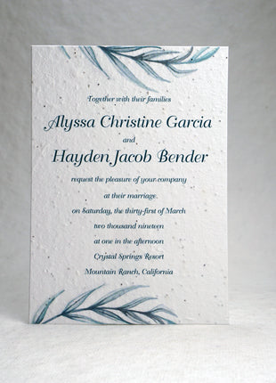 Handmade White Seed Paper Invitations - Upload your art - 5" x 7" - Set of 4 with Envelopes