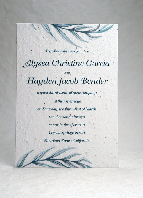 Handmade White Seed Paper Invitations - Upload your art - 5" x 7" - Set of 4 with Envelopes