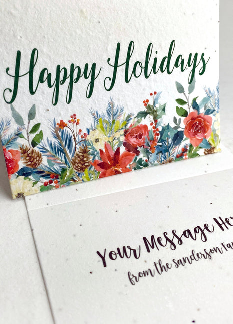 Personalized Holiday Cards - Add Message, Pick Image - Handmade Seed Paper - Set of 10 with Envelopes